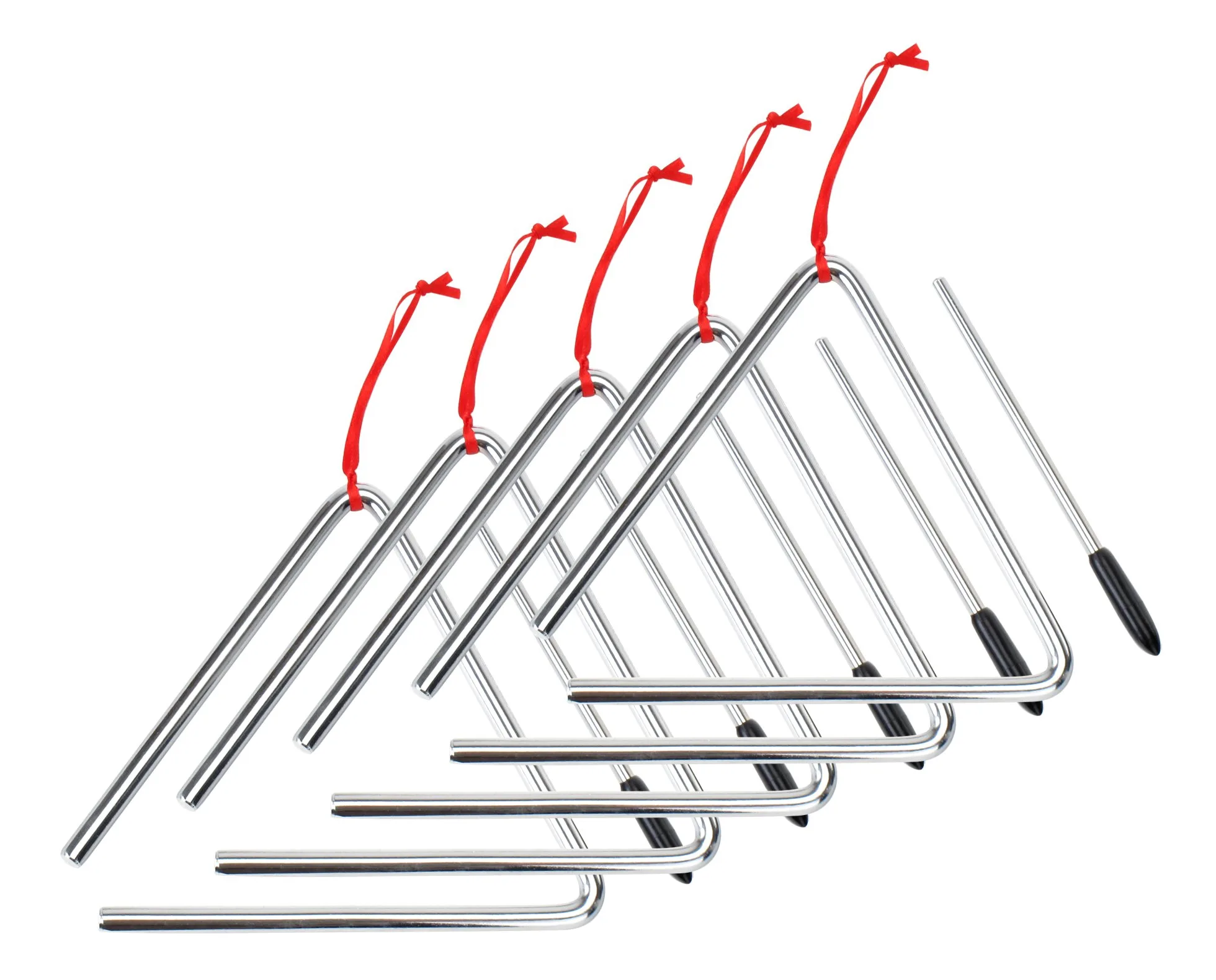 5x XDrum Triangel mit Schlägel - Triangle für Kinder und Musikalische Früherziehung - Schlaginstrument mit 15cm (6") Größe und Klöppel - Stahl Rhythmusinstument für Kindergarten Set