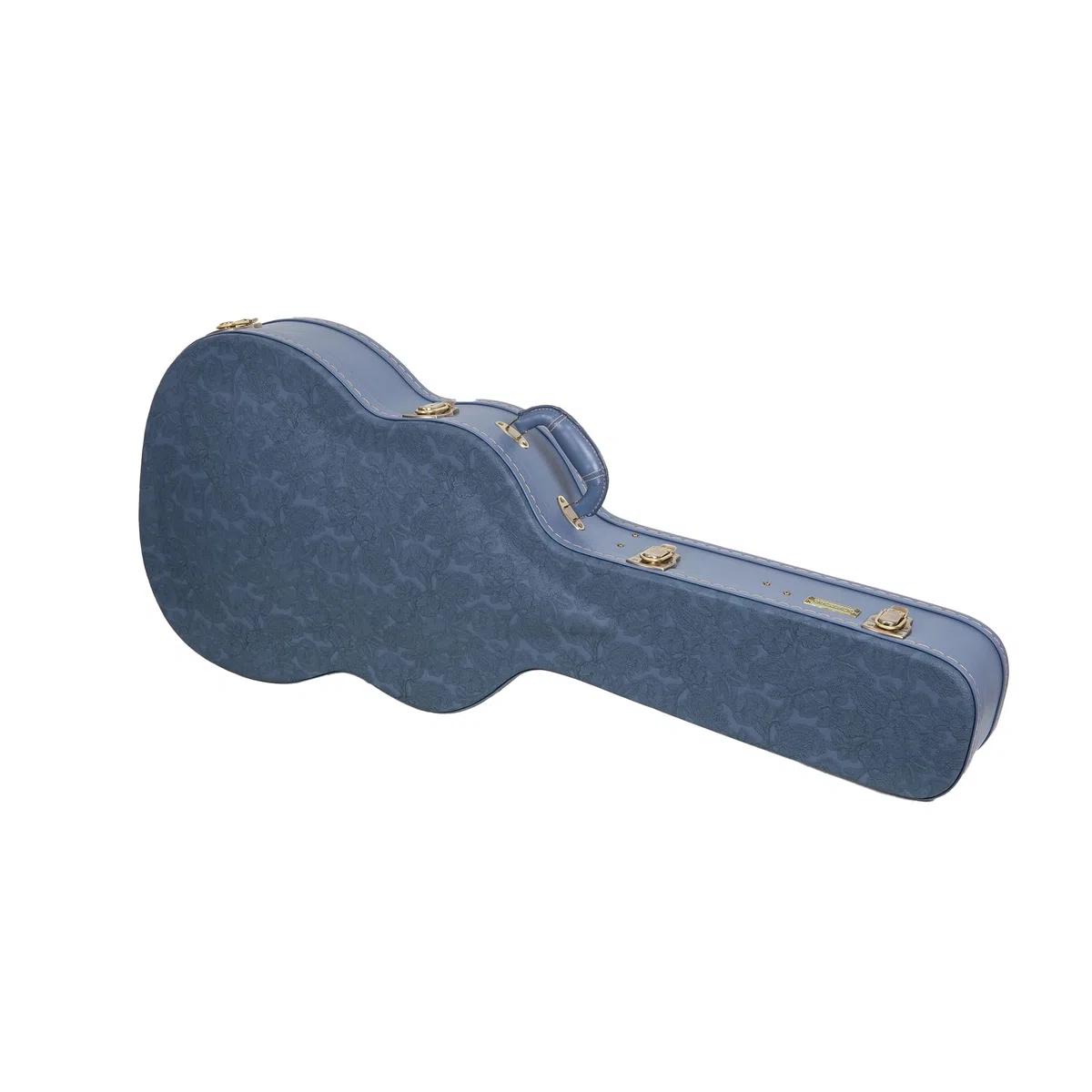 Crossrock Relief Series-Holzkoffer für 4/4-Konzertgitarren, mit stark strukturierter Oberfläche, Kunstfell in Nerzoptik, Edelstahlverschlüssen – Rauchblau (CRW630CSB)
