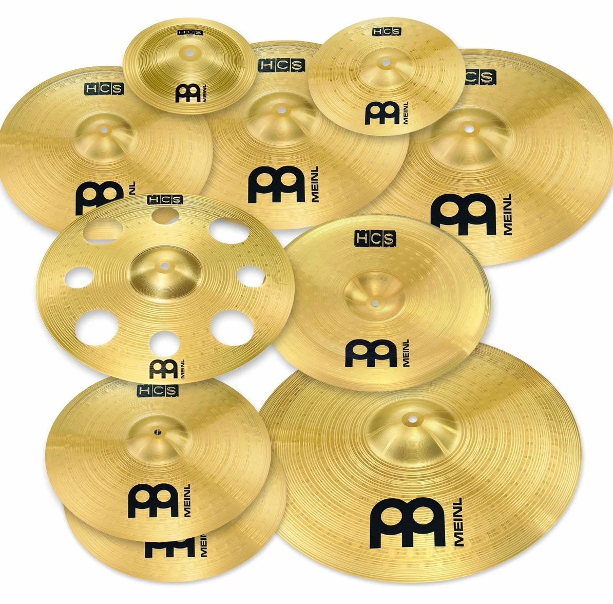 Meinl Cymbals HCS-SCS1 Ultimate Cymbal Set Beckenset 9 teilig + keepdrum Drumsticks 3 Paar