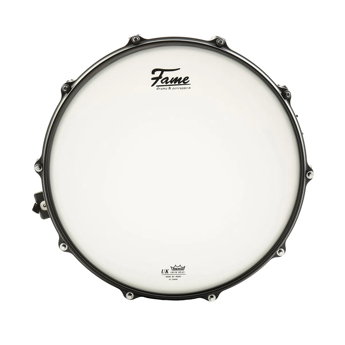 Fame FSS-65 Snare Drum, 14"x6.5", Hammered Black Steel, Professional Quality, Remo Skins, Die-Cast Hoops, 10 Tuning Screws, Includes Drum Sticks, Ideal for Beginners"
