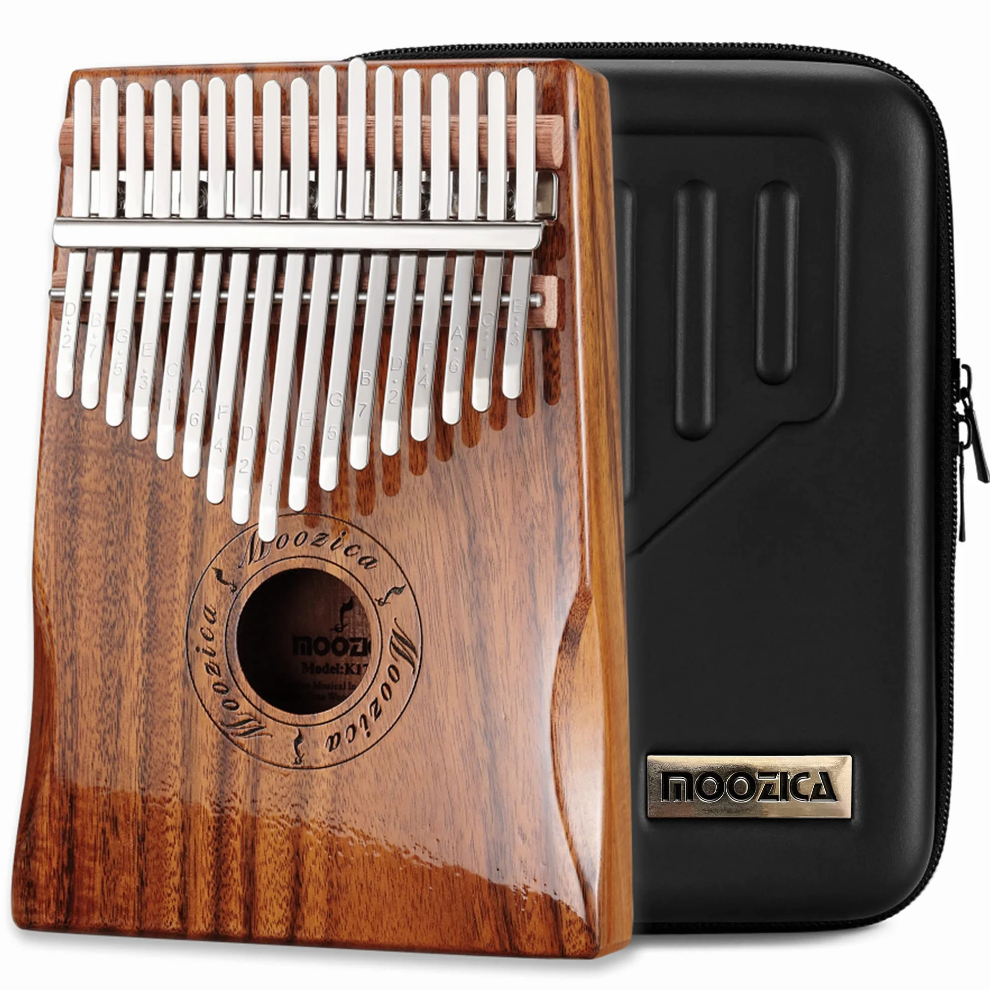 MOOZICA 17 Schlüssel Kalimba Marimba, High Qualität Professionelle Finger Daumen Piano daumenklavier Musikinstrument (Koa Holz-K17K)