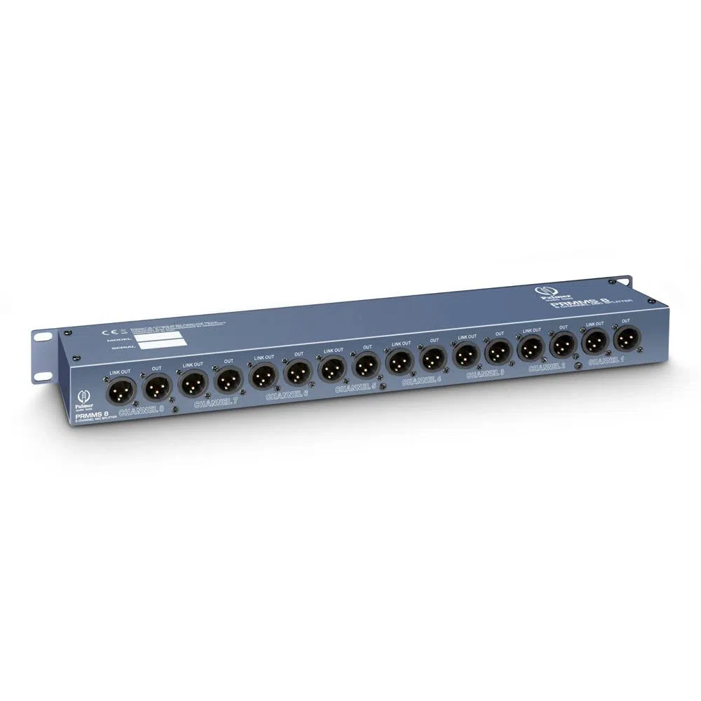 Palmer RMMS 8 - Mikrofon-Splitter, 8 symmetrische XLR Eingänge, 8-Kanal, blau, 19"