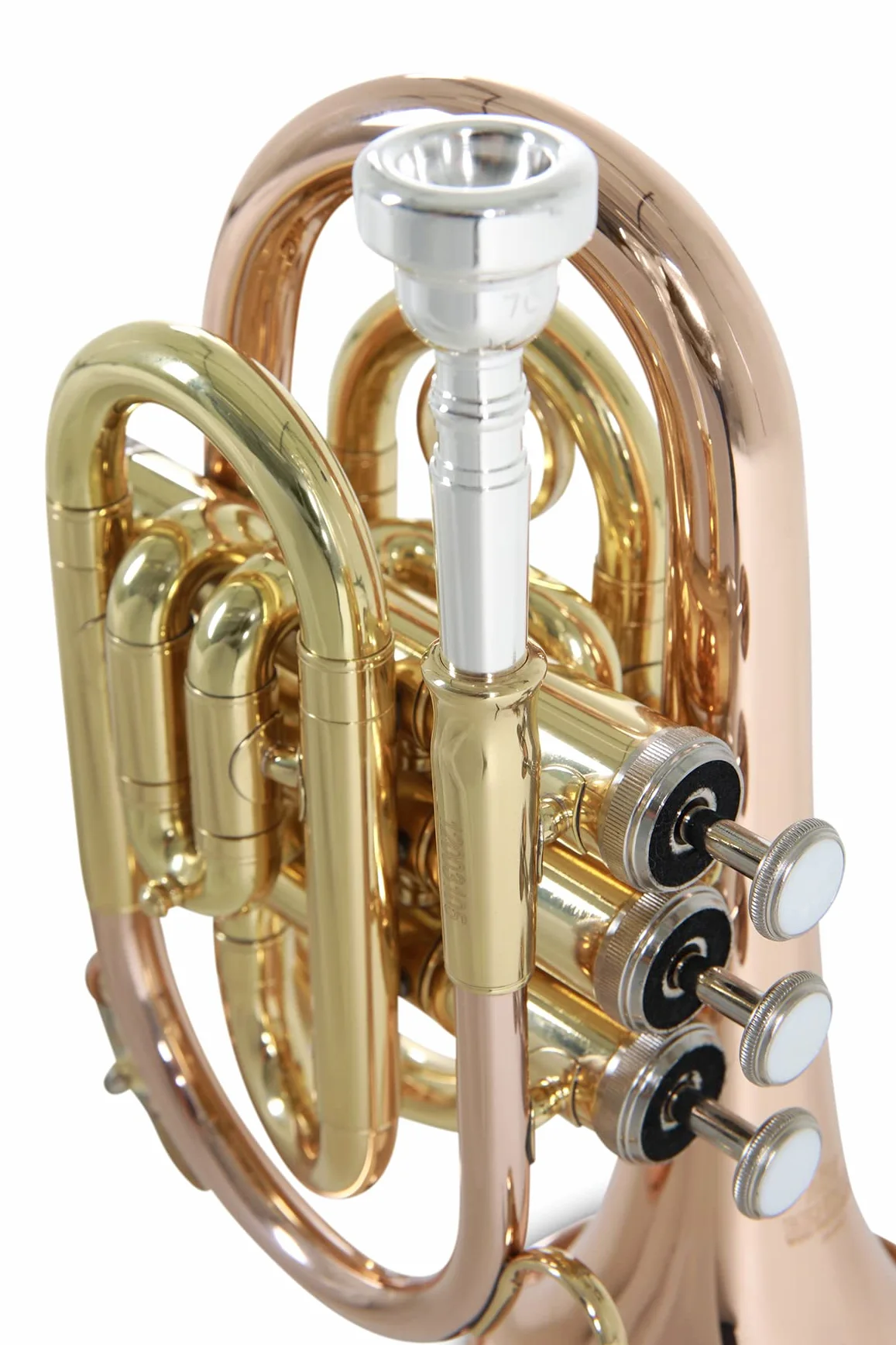Roy Benson Bb-Taschentrompete PT-101G (mit Goldmessing Schallstück, kompakte Größe trifft auf professionellen Klang, inklusive Rechtecketui & Rucksackgarnitur)