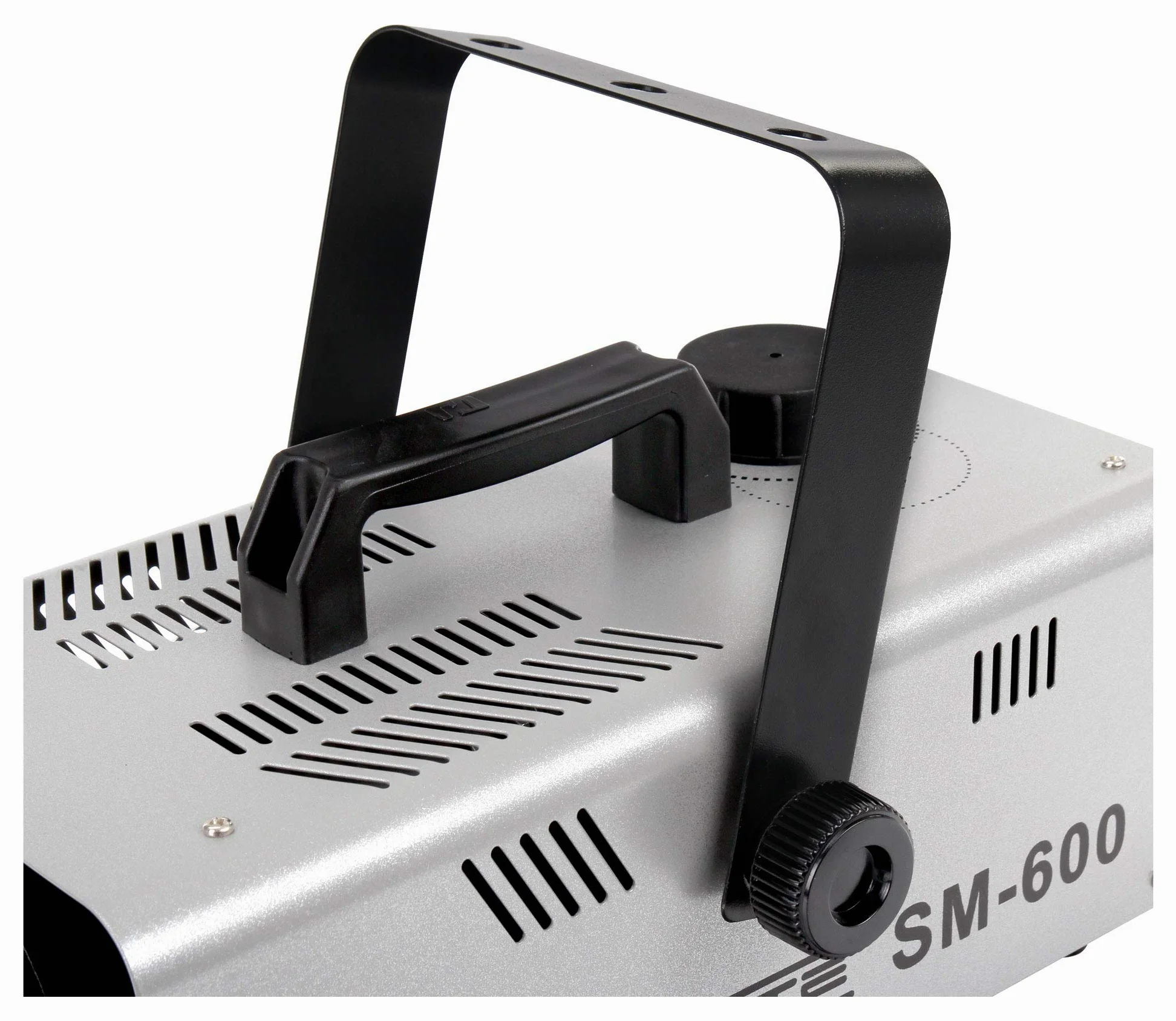 Showlite SM-600 Schneemaschine 600W mit Funk-Fernbedienung (30 m³/min Schneeausstoß, keine Aufwärmzeit, Tankvolumen: 1 Liter, inkl. Hängebügel) silber