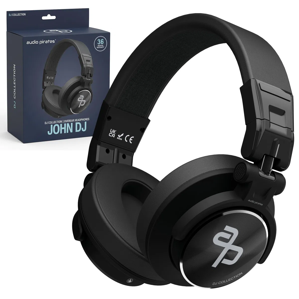 audio pirates John DJ | DJ-Kopfhörer für Club & Disco | sehr pegelfest & robust | Case | DJ-Sound, Nicht HiFi | 3J. Garantie | 3m Kabel & 3,5/6,3 mm Klinke-Adapter | PC-Kopfhörer | DJ-Kopfhörer (1)