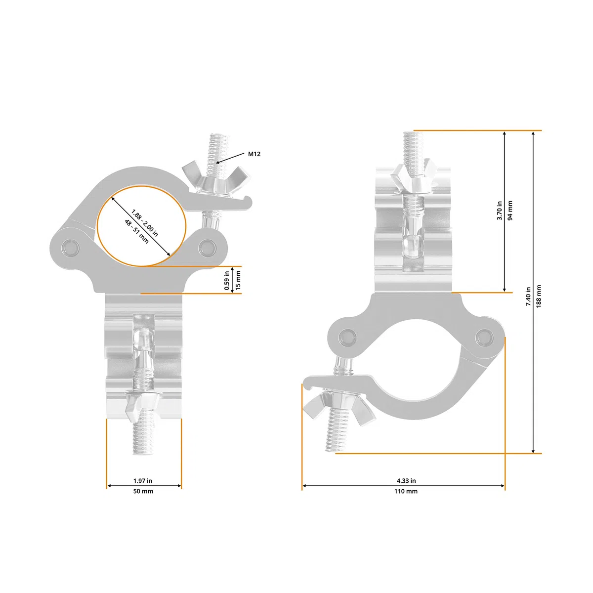 Global Truss Swivel Couple Fixable 48-51/50/500kg
