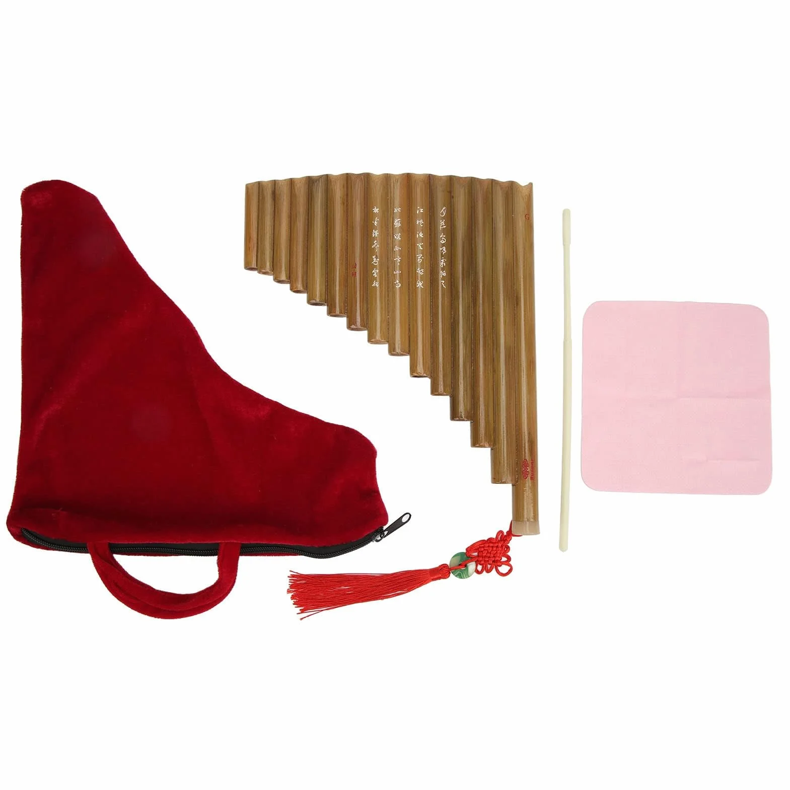 Pan Flute Panflöte 15 Pipes G Key Panflute Chinesisches traditionelles Musikinstrument Panpipes Woodwind Instrument for Beginners(Left Hand)