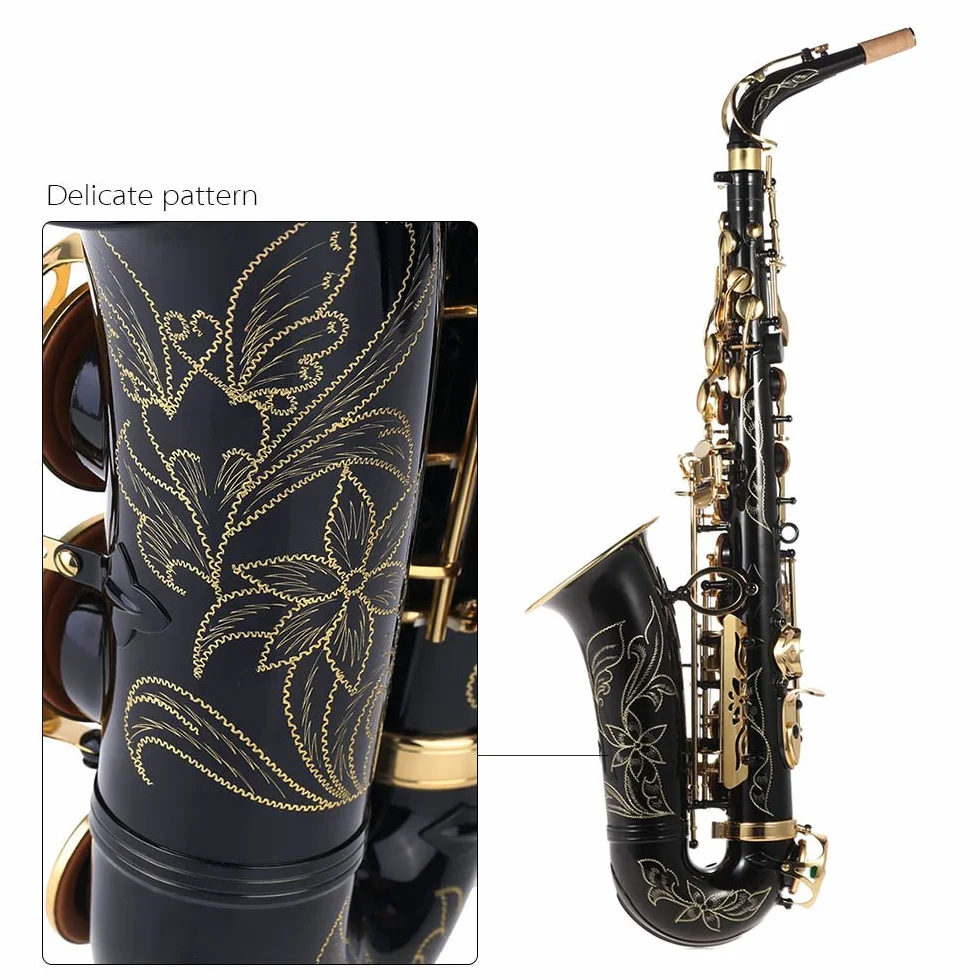 Btuty Eb Altsaxophon Messing vergoldet E-Flat Sax 82Z Schlüsseltyp Holzblasinstrument mit Reinigungsborste Tuch Handschuh Polstercase