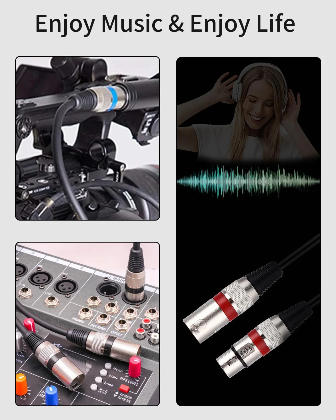 Xespis 6 Stück 5M XLR Kabel Premium Symmetrisches XLR Mikrofonkabel, Pin DMX Microphone Signal Cable Connection Cable Stecker auf Buchse DMX Mikrofonkabel für Studioaufnahmen und Live-Produktion