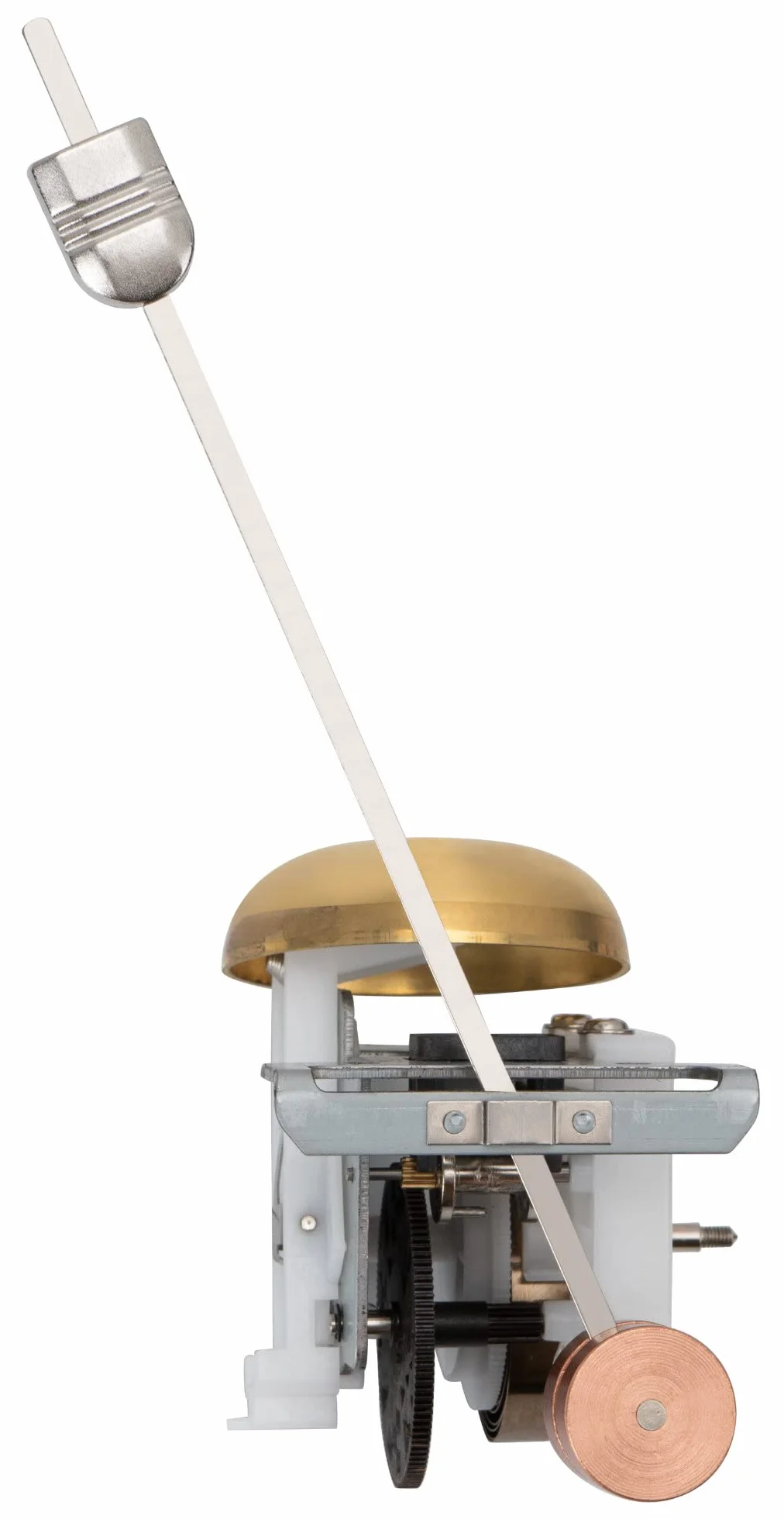 M-03G Metronom mit Glocke - Mechanischer Taktgeber in Pyramidenform - 40-208 Schläge pro Minute - 4 Taktarten - Robustes Kunststoffgehäuse - Braun mit Holzmaserung