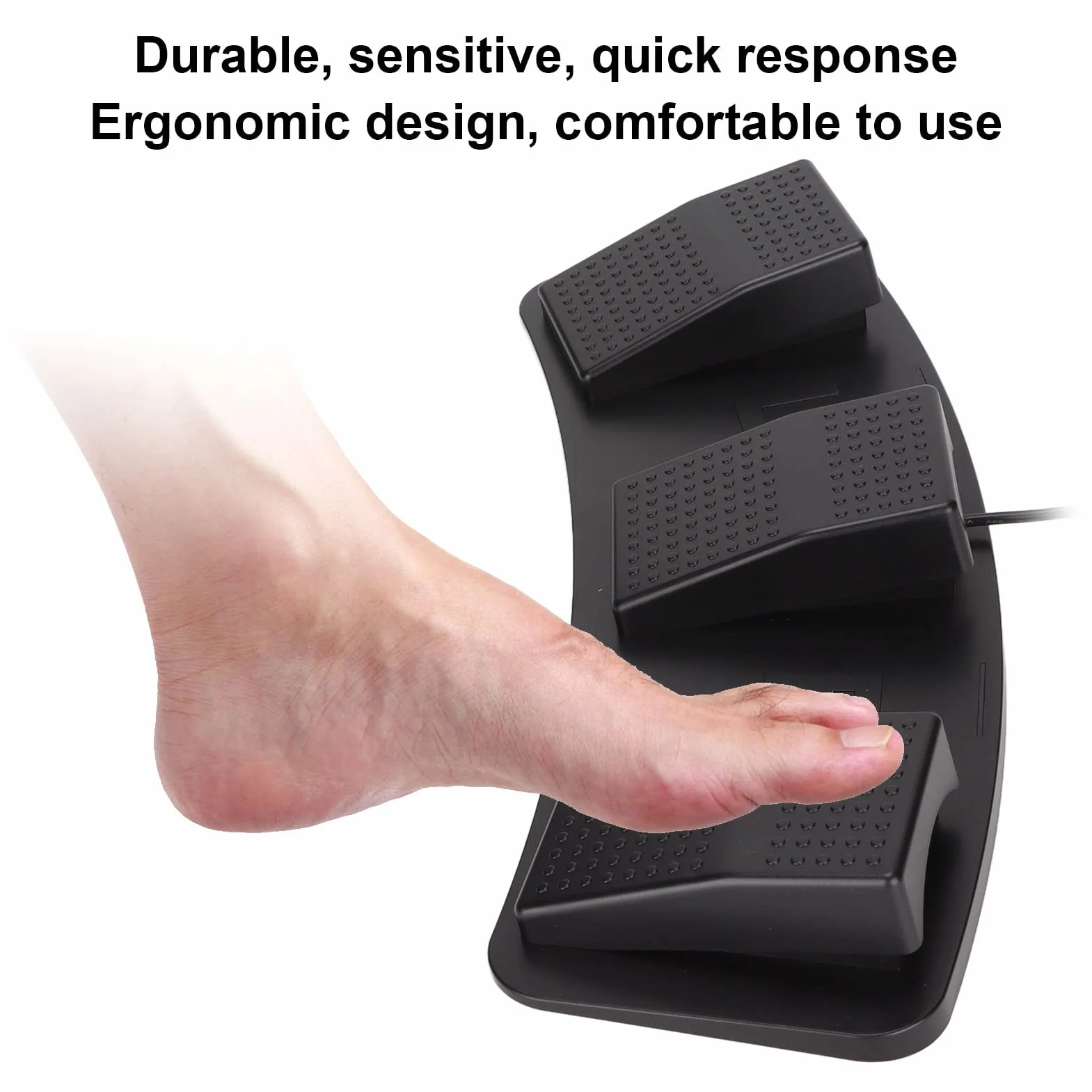 ASHATA USB-Fußpedal, USB-Dreifach-Fußschalterpedal, Multifunktionales, Ergonomisches Dreifach-Fußschalterpedal Zum Spielen von Spielen, Werkstests, PC-Gaming-Pedal(