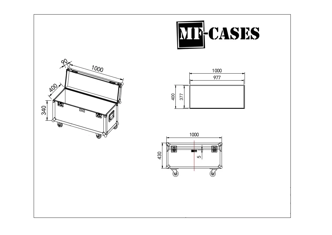 Transportcase 100cm x 40cm mit Rollen Flightcase Transport Case