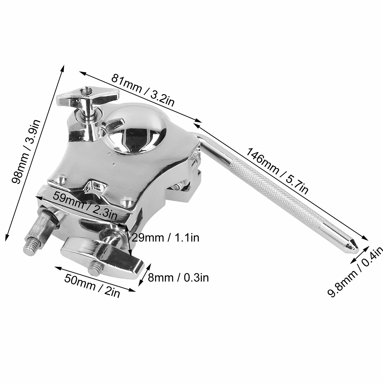 Verstellbare Klemme, Trommelzubehör aus Zinklegierung, Erweiterungstrommel, Kuhglocke, Halterung, Stangenklemme für Tom Drum Set
