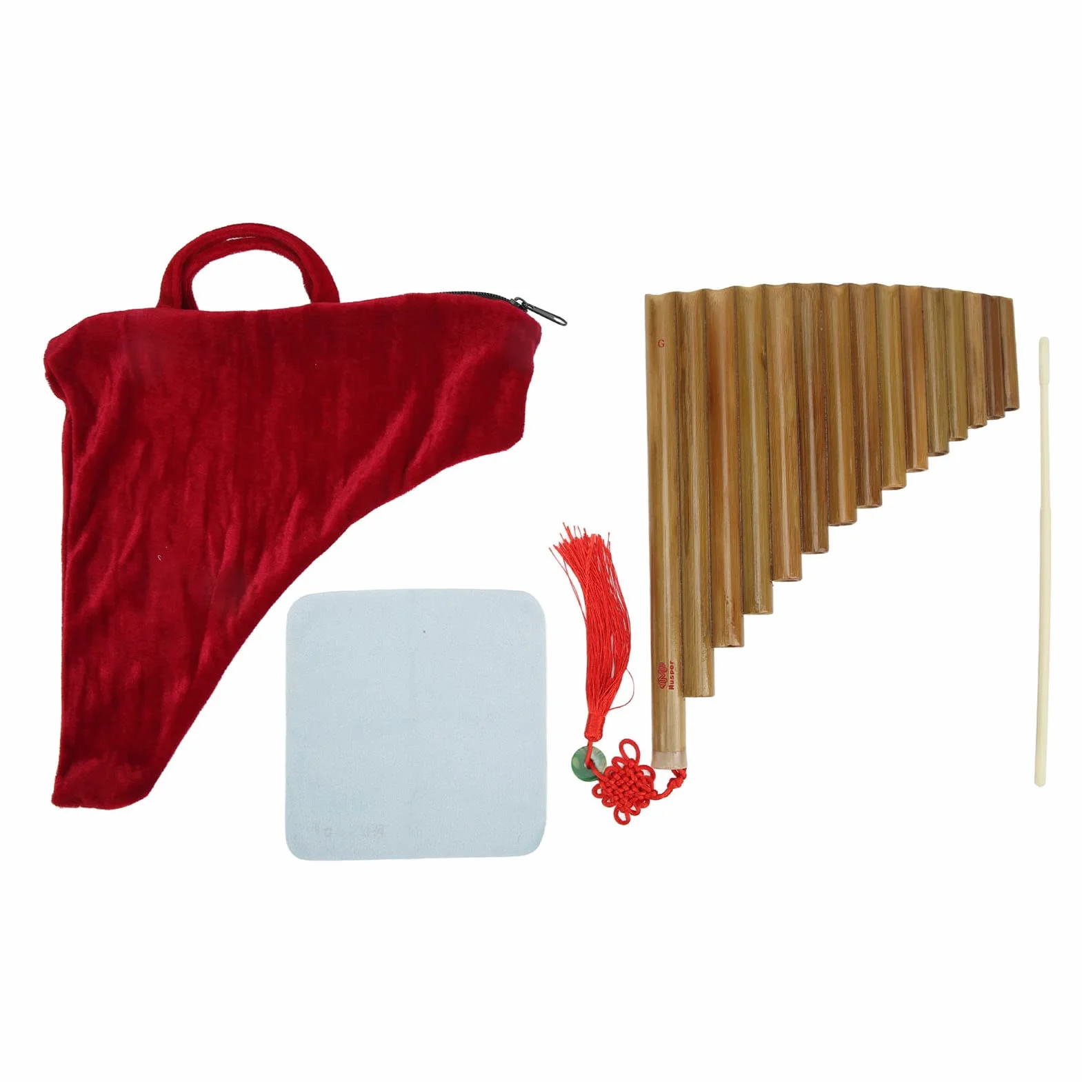 Panflöte mit 15 Pfeifen, Panflöte mit G-Taste aus Bambus, Traditionelles Chinesisches Instrument für Anfänger (Rechte Hand)