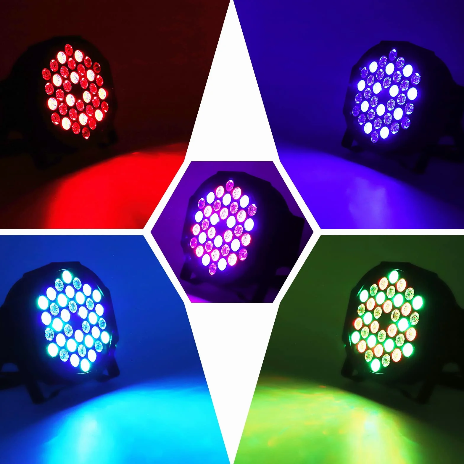 U`King 4 Pack RGB LED Par Strahler, 36 LED Bühnenlicht Partylicht mit Fernbedienung, Discolicht Scheinwerfer Bunt Beleuchtung für Moving Head DJ Party Show Bar Nebelmaschine Halloween Weihnachten