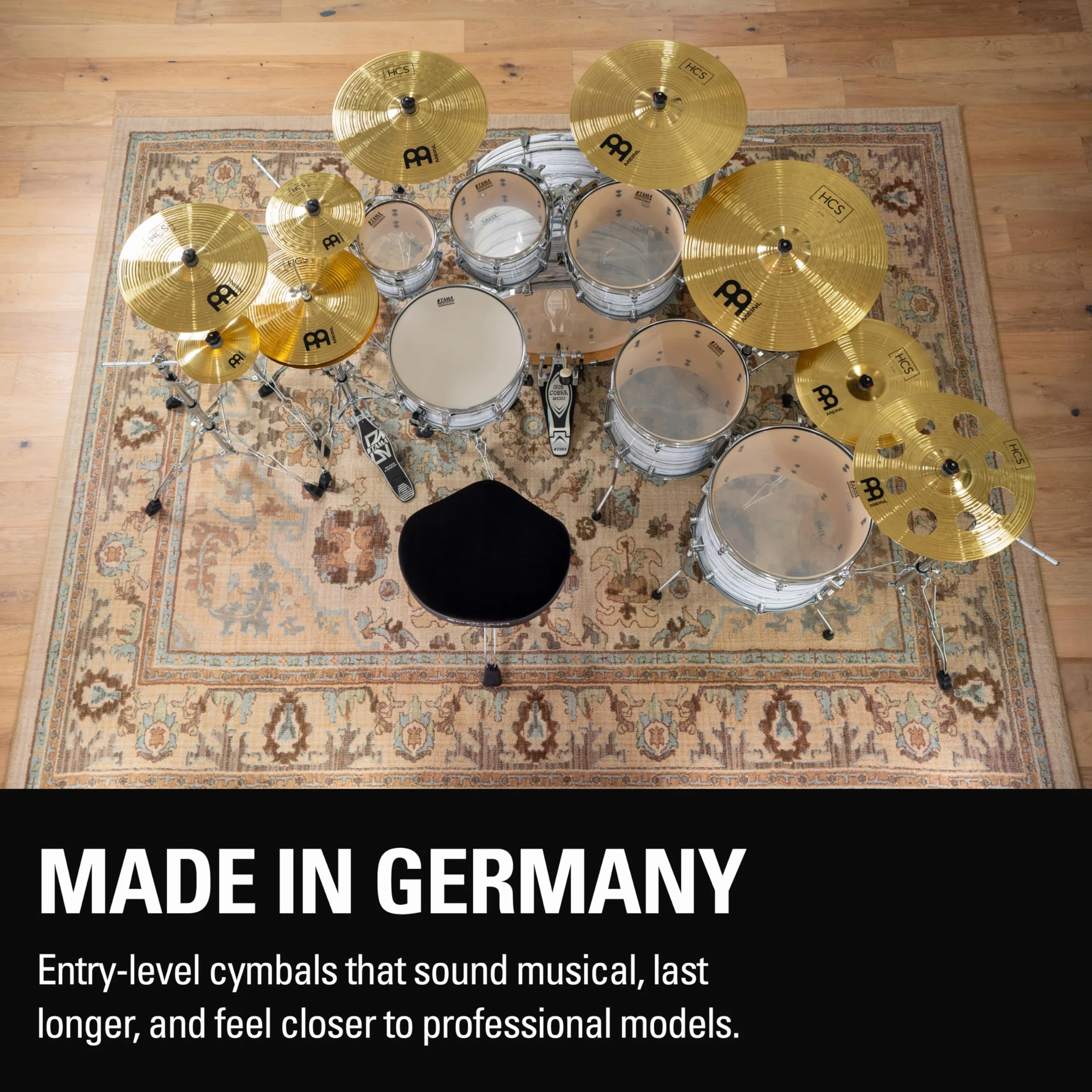 Meinl Cymbals HCS Hihat — 14 Zoll (Video) Schlagzeug Becken – Paar – (35,56cm) Messing, Traditionelles Finish (HCS14H)