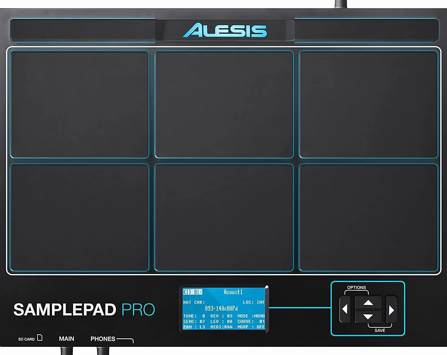 Alesis SamplePad Pro - Percussion- und Sample-Triggering-Instrument mit 8 Reaktionsschnellen Pads, LED-Beleuchtung und Über 200 Integrierten Sounds