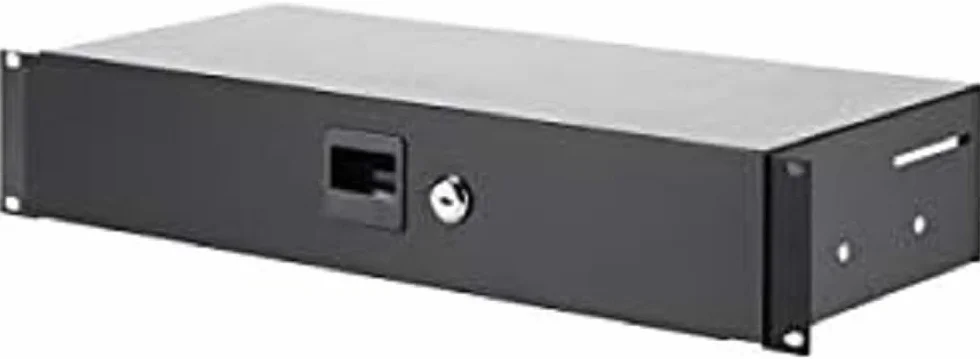 Adam Hall Parts 87402 S 19" Rack Schublade 2 HE Stahl mit 200 mm Tiefe, Schwarz, 87402S