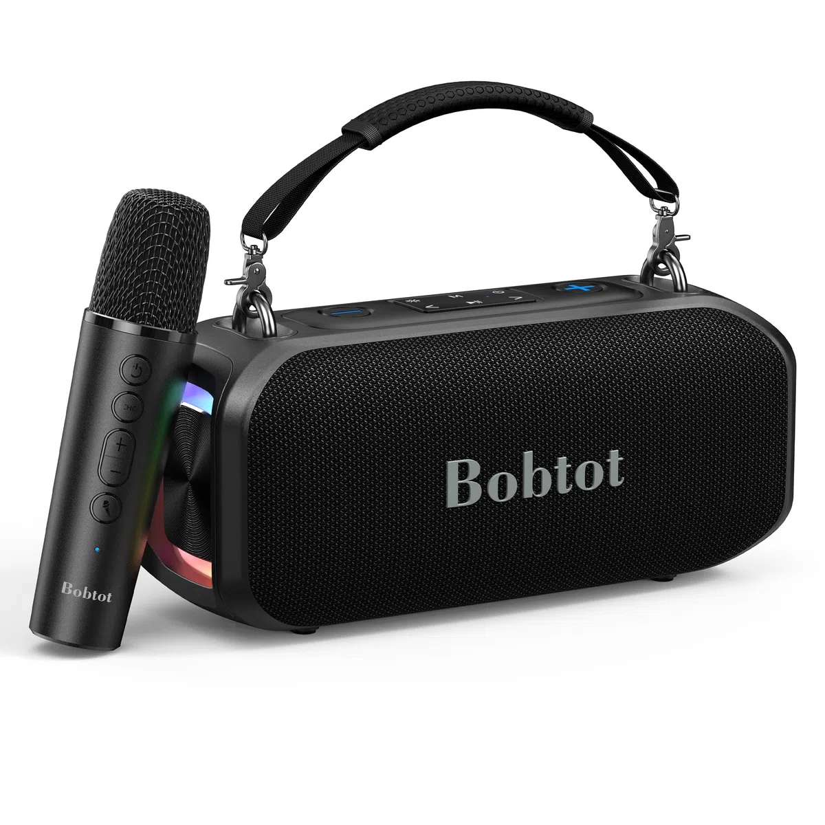 Tragbarer Karaoke-Lautsprecher für Erwachsene, kompakte Gesangsmaschine mit kabellosem Mikrofon, Bluetooth-Lautsprecher mit sattem Bass, magischem Klang und LED-Beleuchtung