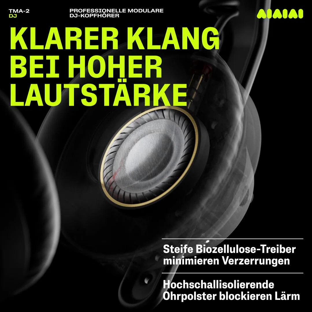 AIAIAI TMA-2 DJ – Professionelle On-Ear-DJ-Kopfhörer mit druckvollem Bass, robuster Bauweise, hoher Geräuschisolierung, modularem Design und austauschbaren Teilen für maximale Langlebigkeit