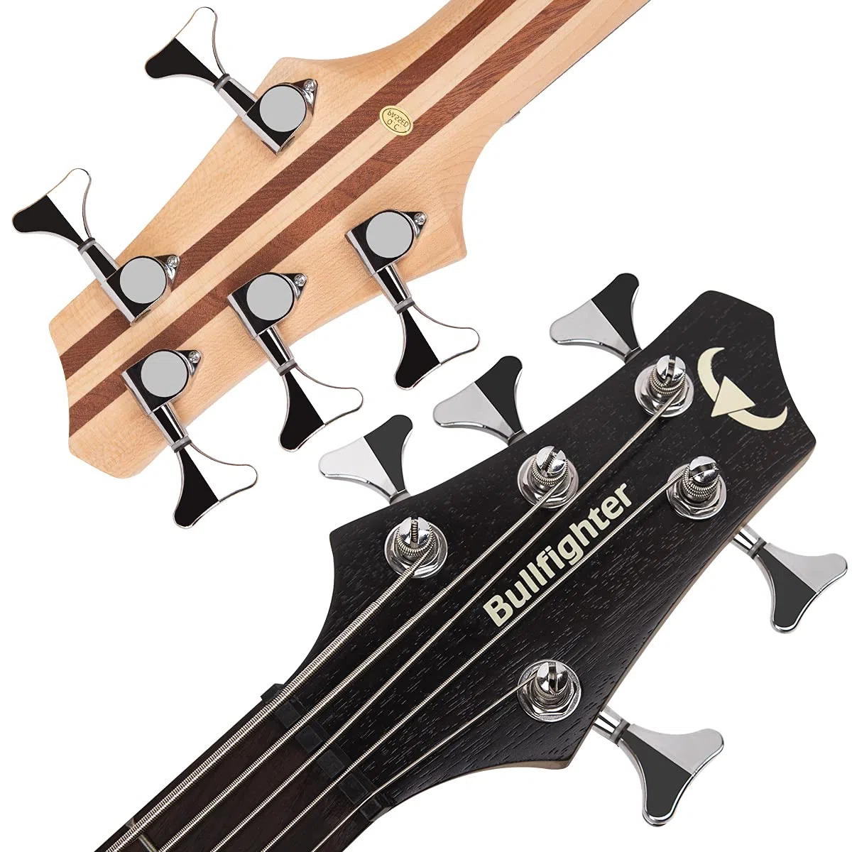 Bullfighter E-Bass 5 Saiten in voller Größe P Bass Set für Anfänger schwarz mit Konzerttasche, Gitarrengurt und Gitarrenkabel