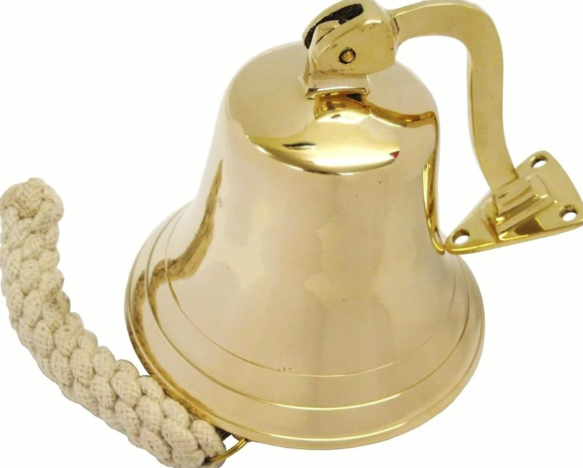Medieval Replicas 7 " Voll Messing Versand Glocke mit Halterung - Türklingel
