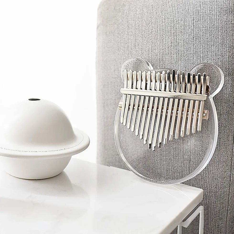 Kalimba 17 Tasten, klar Acryl Daumen Klavier Finger Kalimba mit EVA Mallets Tragehülle, Stimmen Lernwerkzeug für Anfänger