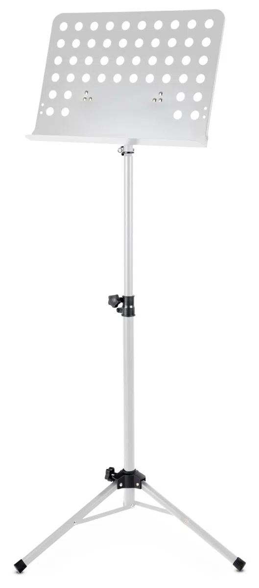 Classic Cantabile Metall Orchesterpult Lochblech - Stabiler Notenständer mit Lochblechauflage - Höhenverstellbar von 58 bis 100cm - Notenpult mit Extra breite 50 cm Auflage - Weiß