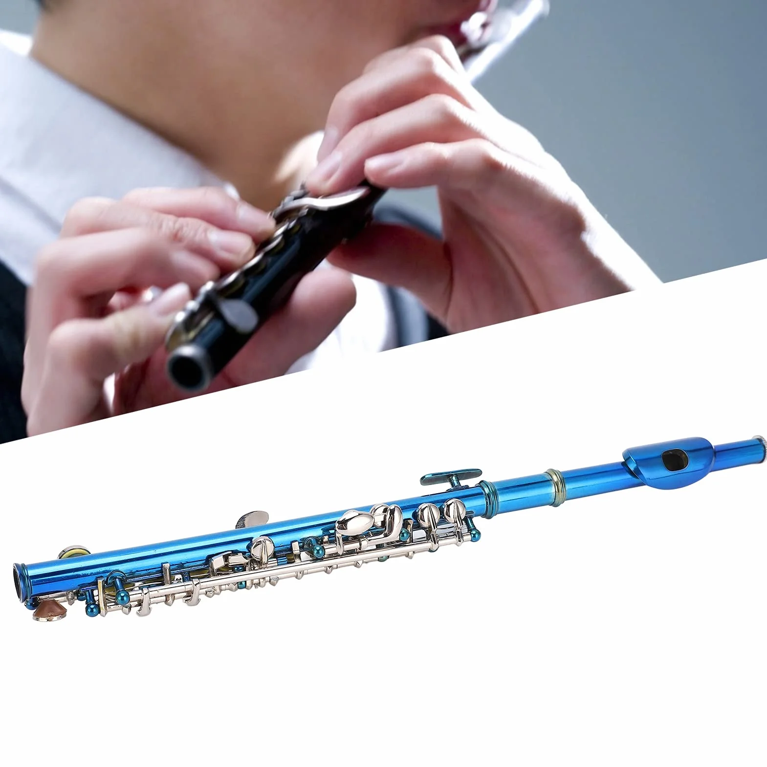 Piccolo-Flöte aus Cupronickel Blue Piccolo-Flöte hat EIN glänzendes Aussehen und eine einheitliche Farbe für Anfänger