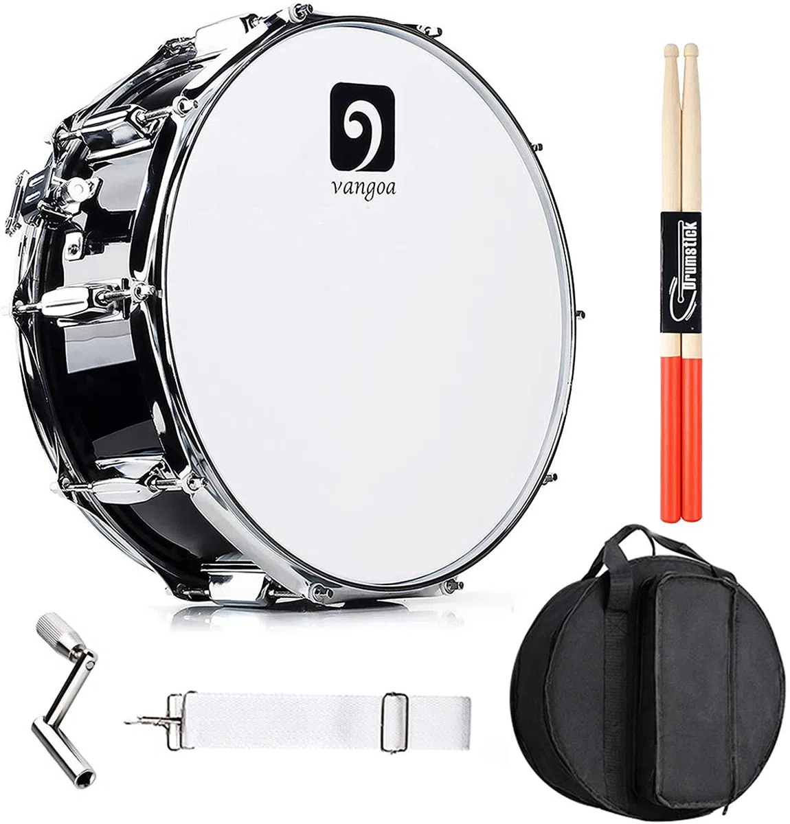 Vangoa Snare Drum 14 Zoll Ahornholz Cavity Kleine Trommel Akustik Schlagzeug Snaredrums mit Snare Drähten, Geeignet für Profis, Studenten und Anfänger