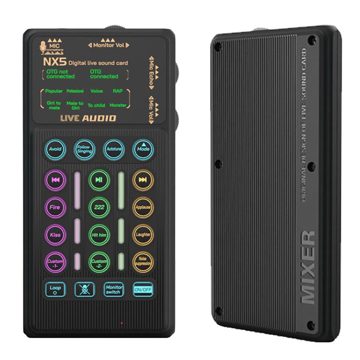 Stimmenverzerrer, Bluetooth-Stimmenverzerrer mit 8 Soundeffekten, 6 Hallmodi, RGB-Licht, inklusive Mikrofon-Kopfhörer, für Streaming, Gaming