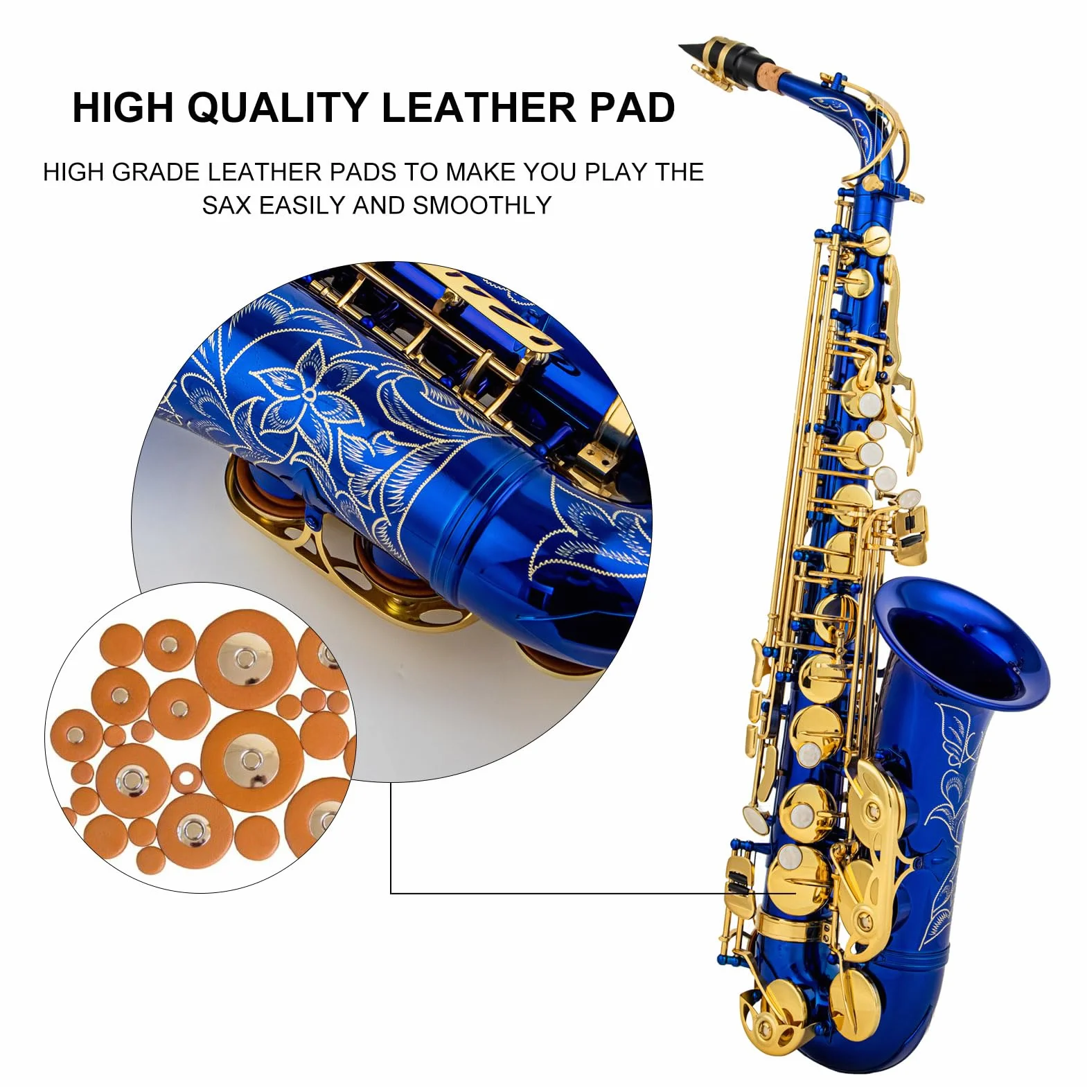 Saxophon Eb Alt Saxophon Students Altsaxophon Altmessing E Flat Sax 802 Schlüsseltyp Holzblasinstrument mit Reinigungsstab Stoffhandschuhe Gurt gepolsterte Tasche