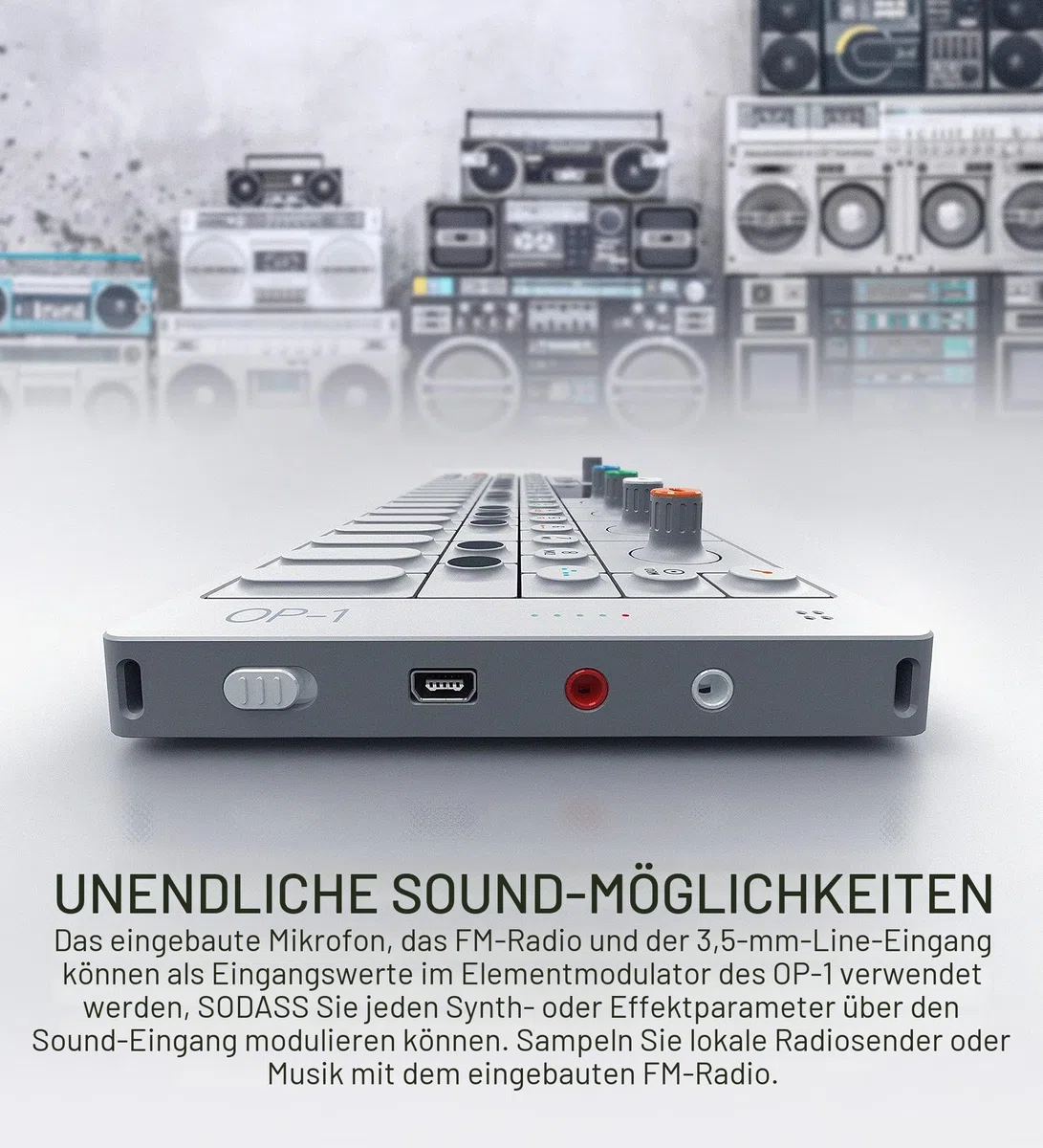 Teenage Engineering OP-1 tragbarer Synthesizer, Sampler und Controller mit eingebautem FM-Radio