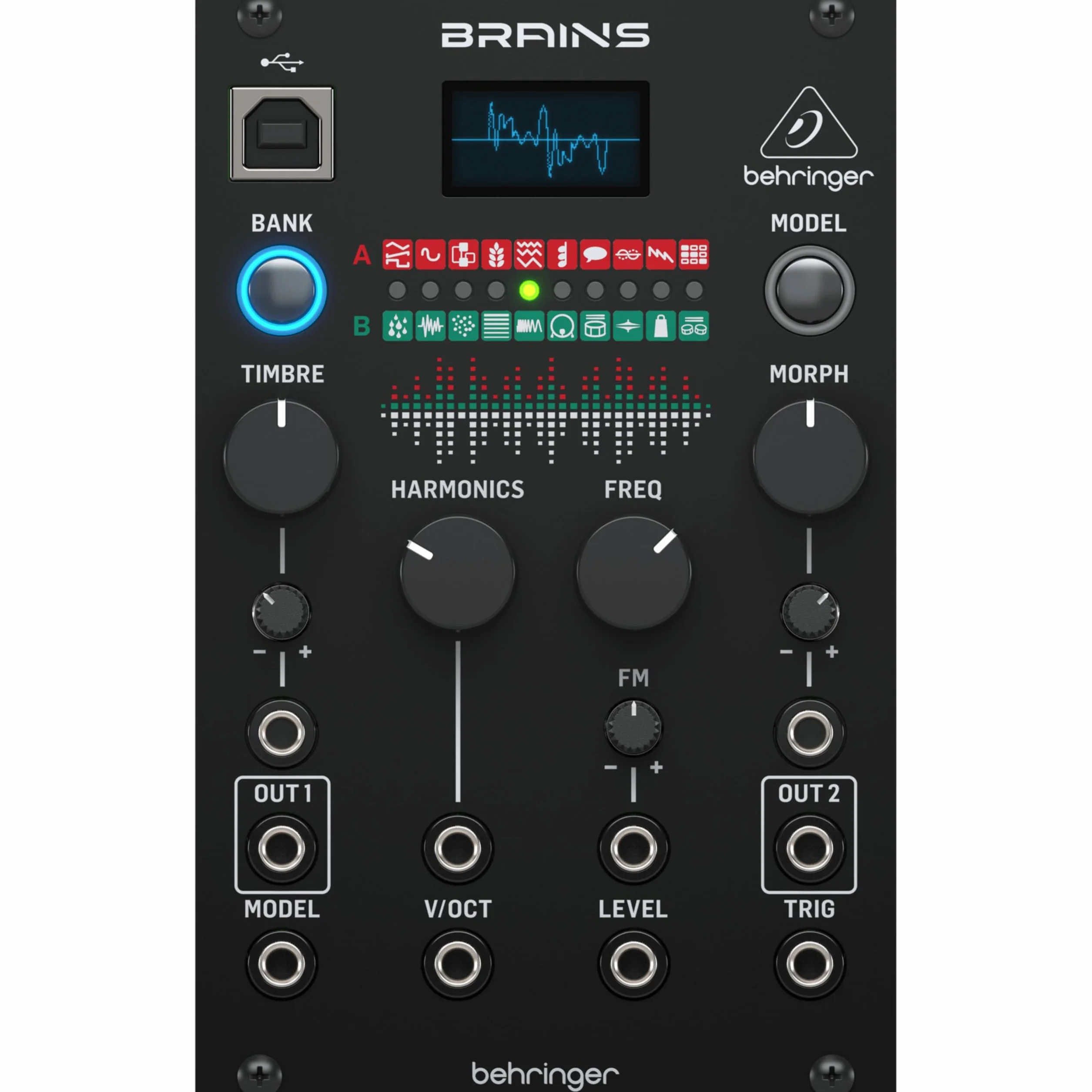 Behringer BRAINS Hochauflösendes Multi-Engine-Oszillatormodul für Eurorack mit 20 Synthesemodellen, 96 kHz Klangqualität und OLED-Oszilloskop
