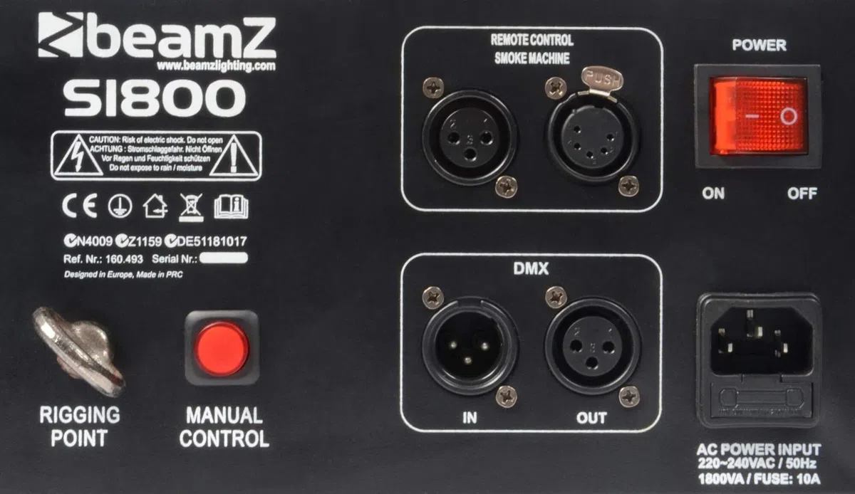 BeamZ S1800 DMX Nebelmaschine 2in1 - Vertikal & Horizontal mit 5 Liter Nebelfluid, 1800 Watt Rauchmaschine, Party Nebel für professionelle Shows, Smoke Machine für Hochzeiten, DJs, und Partys