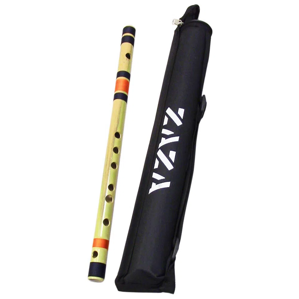 Professionelle Bansuri-Flöte aus poliertem Bambus – (indische Flöte) mit Tragetasche (86,4 cm C#-Bass)