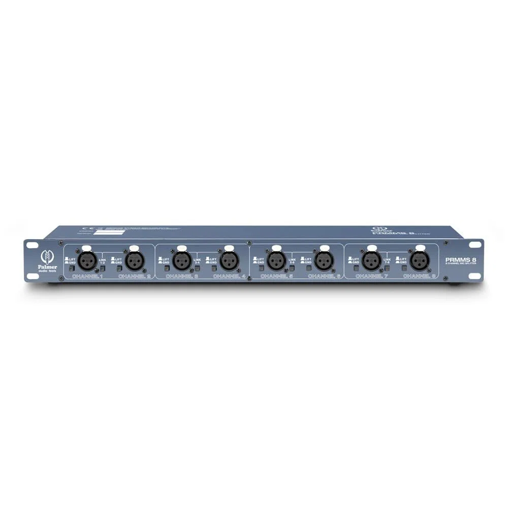 Palmer RMMS 8 - Mikrofon-Splitter, 8 symmetrische XLR Eingänge, 8-Kanal, blau, 19"