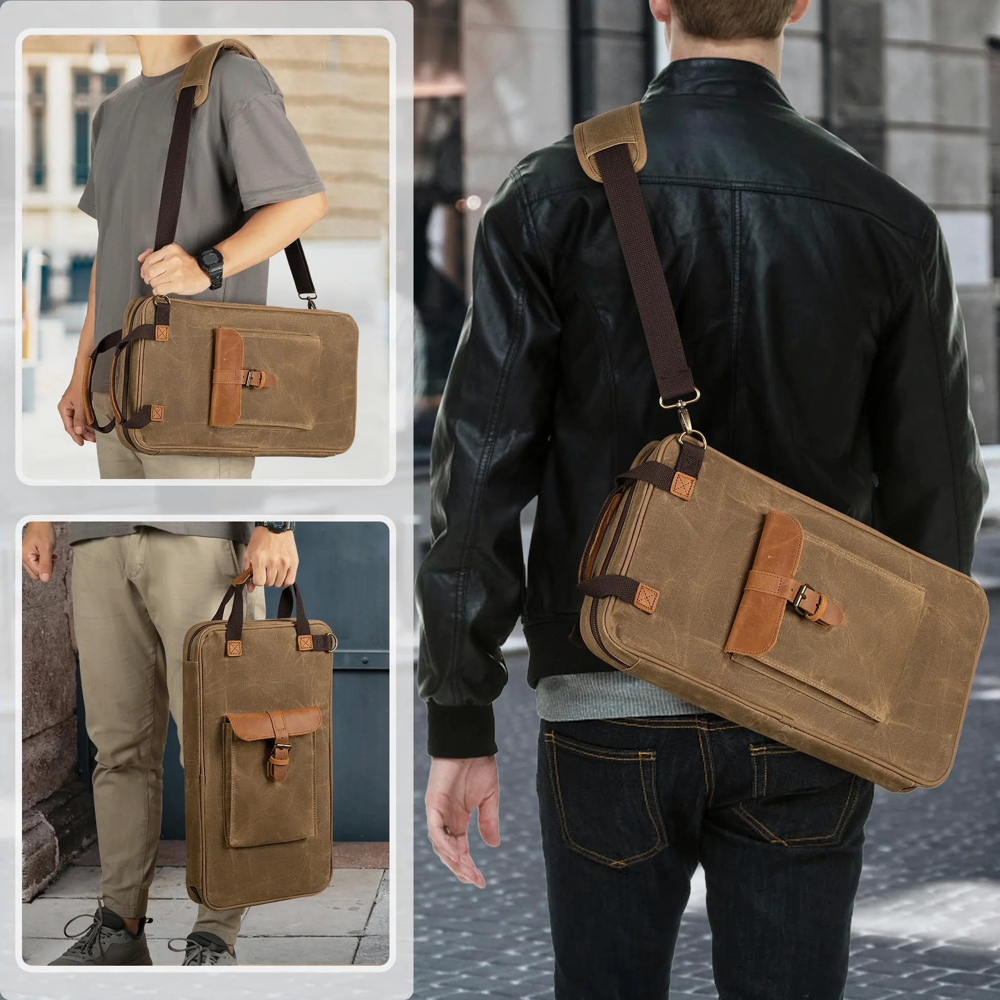 Damero Trommelstocktasche aus gewachstem Canvas, Mallet Aufbewahrungstasche mit Griff und abnehmbarem Schulterriemen, Stocktasche für Schlagzeuger, Anfänger Bands Drummer, Gigs
