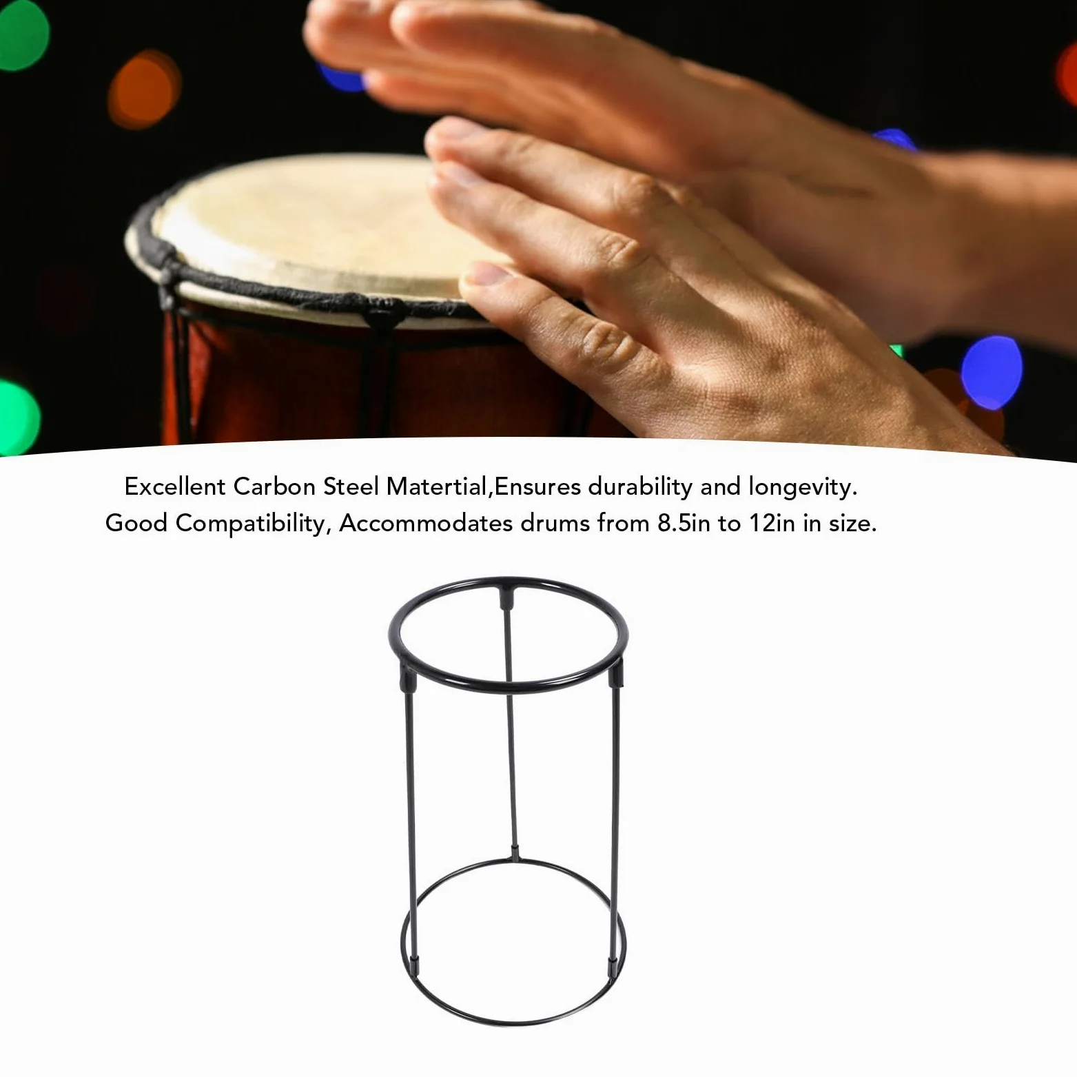 Djembe-Ständer aus Karbonstahl, Passend für Alle Schwierigkeitsgrade. Doppelstrebige Stativbeine für Einen Tiefen, Resonanten Klang