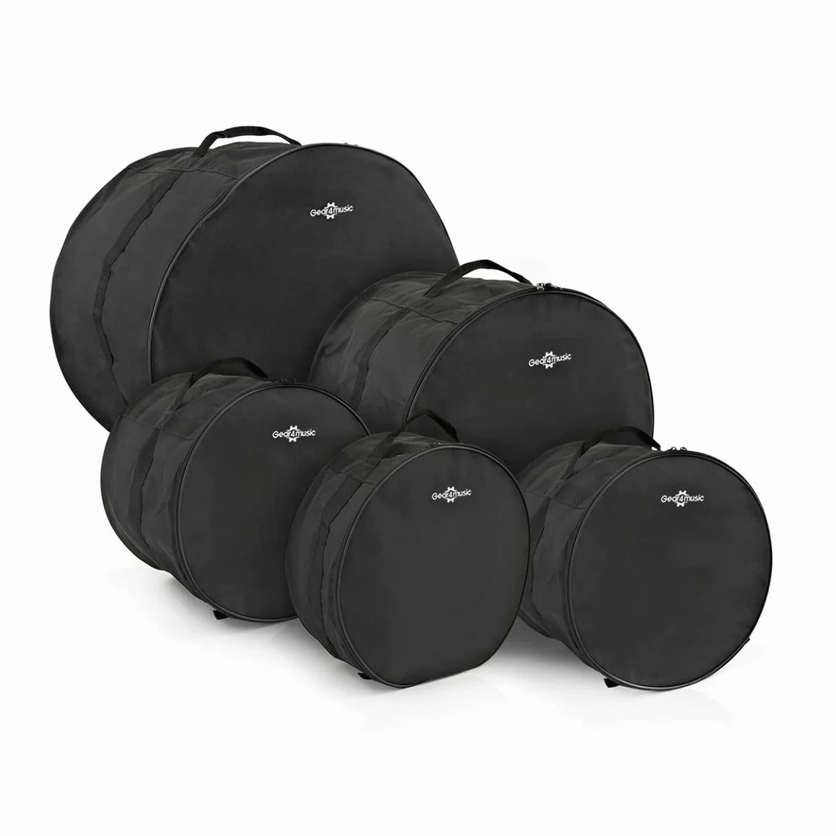 Gear4music 5-teiliges Drum Bag Set - Standard Rock Größen Drum Cases 22", 12", 13", 14", 16" - schwarz
