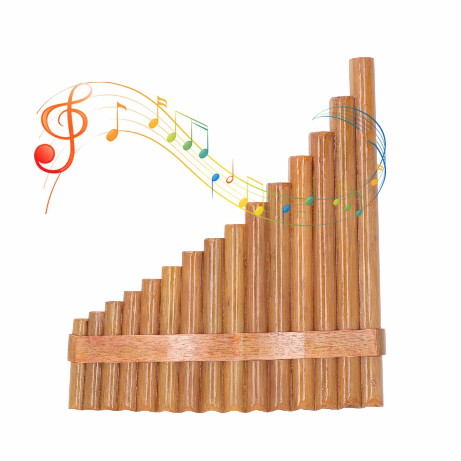 Panflöte 15 Pfeifen Tonart G Traditionelles Chinesisches Instrument mit Benutzerhandbuch Tragetasche