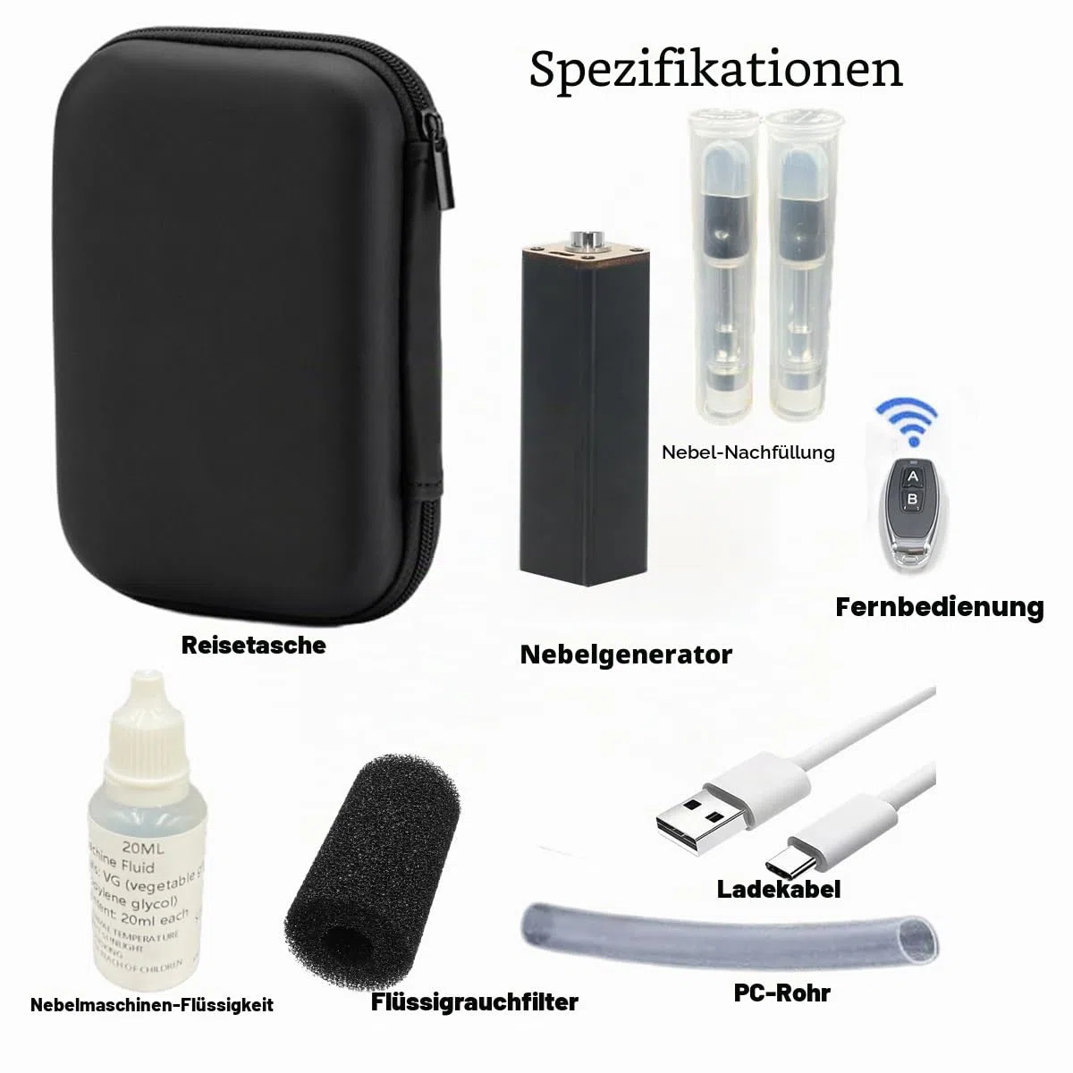 Tragbare Nebelmaschine, batteriebetriebene Nebelmaschine mit kabelloser Fernbedienung für DJ Party Disco Wedding Halloween, Geschenk (Schwarz dünn)