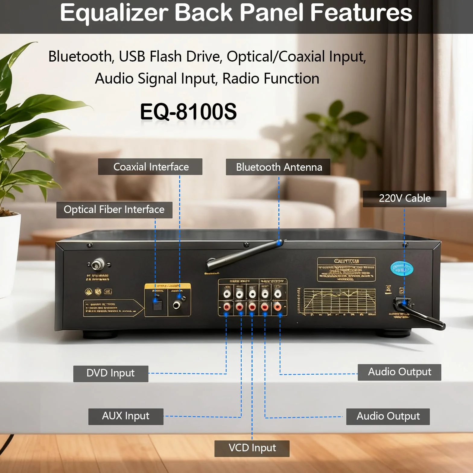 Equalizer, 31-Band Stereo Graphic Equalizer Professioneller Spectrum Analyzer Soundprozessor Soundsystem Rauschunterdrückung Klangoptimierung für Musikdarbietungen Aufnahmestudio
