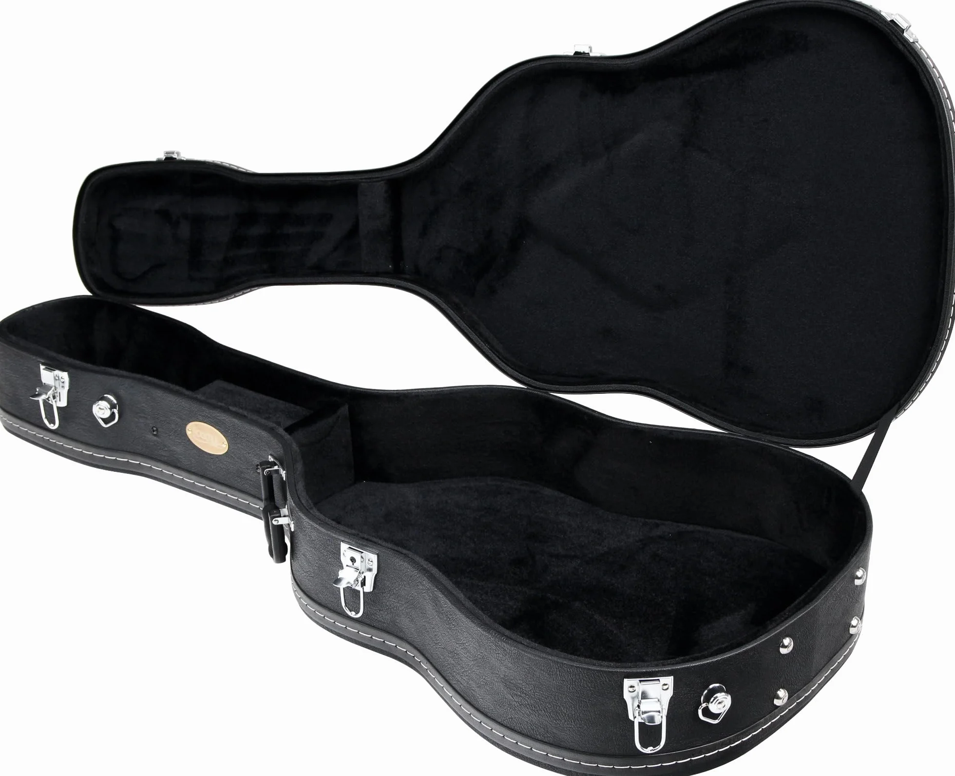 ROCKTILE 4/4 Gitarrenkoffer Deluxe (für Westerngitarre, Konzertgitarre und Klassikgitarre, integriertes Innenfach Abschliessbar) schwarz