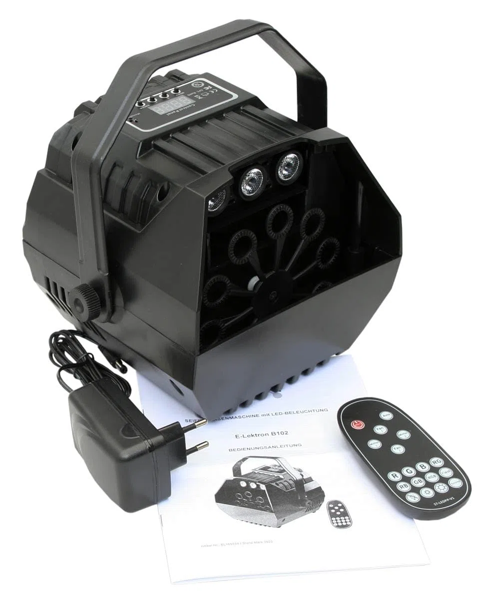 E-Lektron B102 Seifenblasenmaschine RGB LED-Beleuchtung und Fernbedienung für Party, Disco, Kinder-Party, Hochzeiten, Familientreffen, usw. (B102)