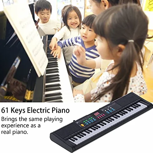Keyboard Piano 61 Tasten Digital Piano Keyboard mit Mikrofon USB Kabel Dual Lautsprecher für Kinder Erwachsene Anfänger