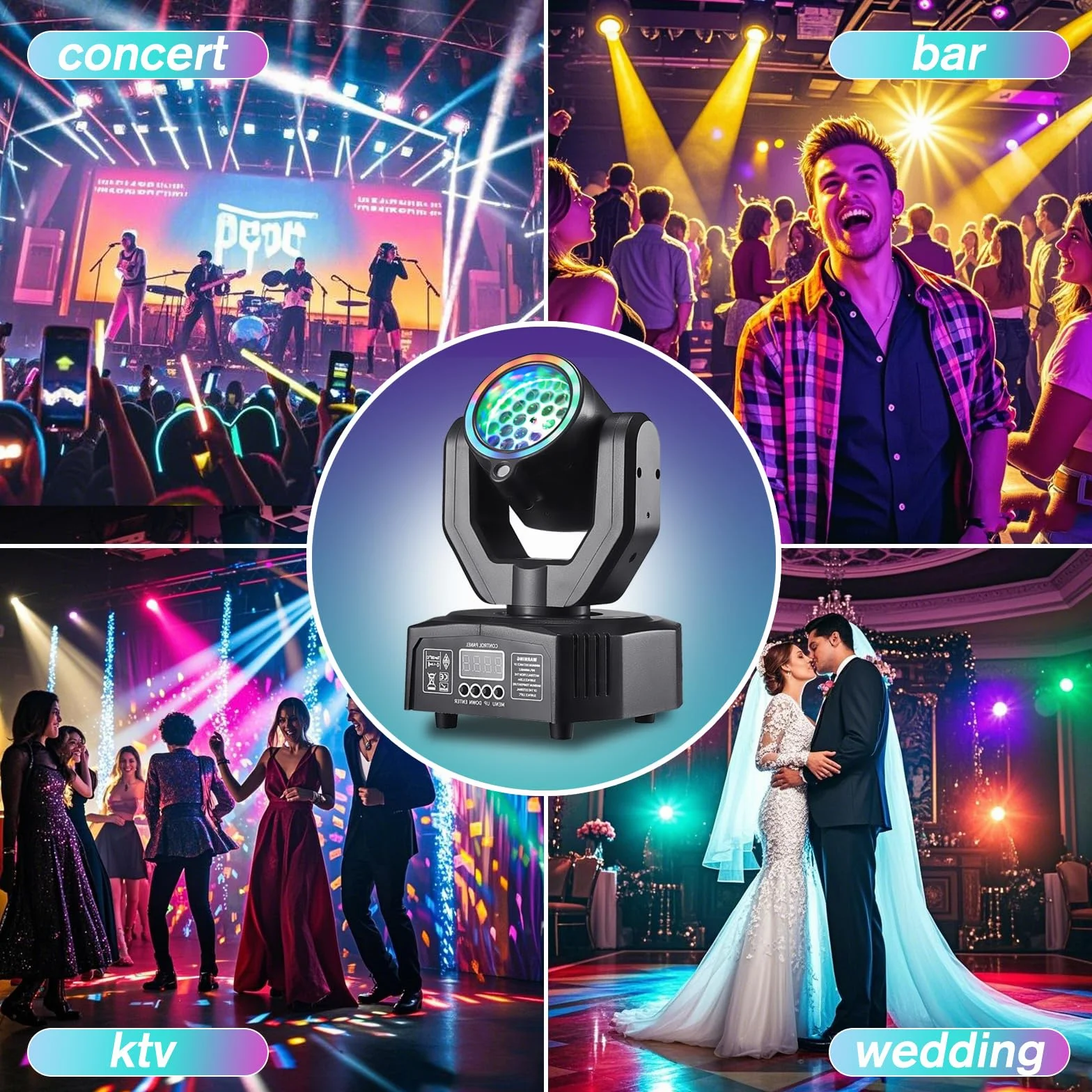 Disco-Licht mit beweglichem Kopf, Party-Lichter, LT05, LED-RGB-Licht, DJ-Projektor, Musikgesteuert, DJ-Disco-Lichter, DMX-Effekt-Strahler, für Bar, KTV, Familientreffen, Hochzeit, Geburtstag