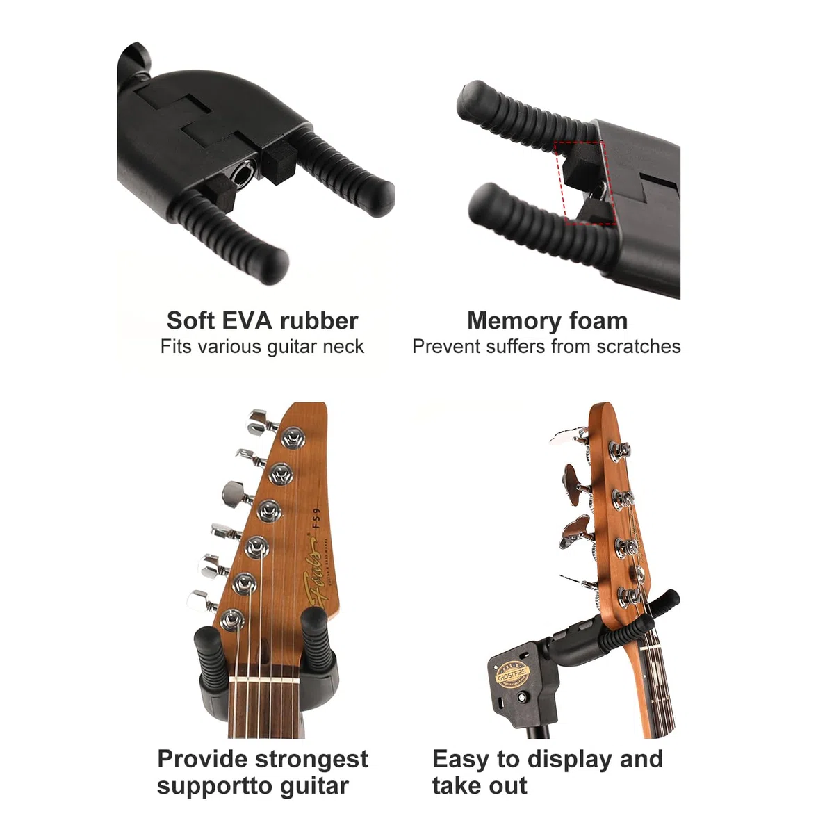 GHOSTFIRE GBS-8 Gitarrenständer, zusammenklappbar, für Gitarre, Bass, Akustikgitarre