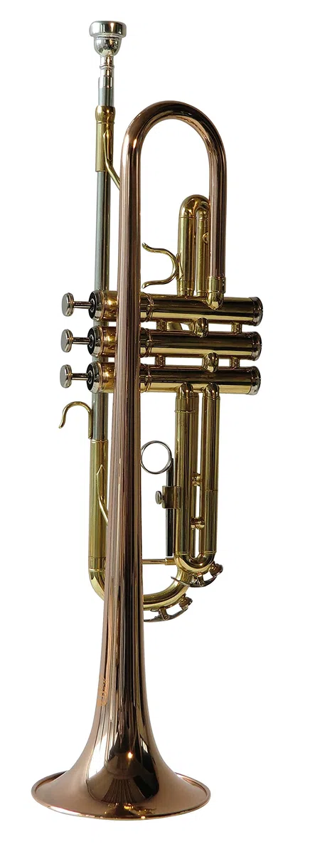Trompete, Perinettrompete, Konzerttrompete, Goldmessing, mit Monelventilen, inkl. Luxus-Hartschalenkoffer und Zubehör, Neu