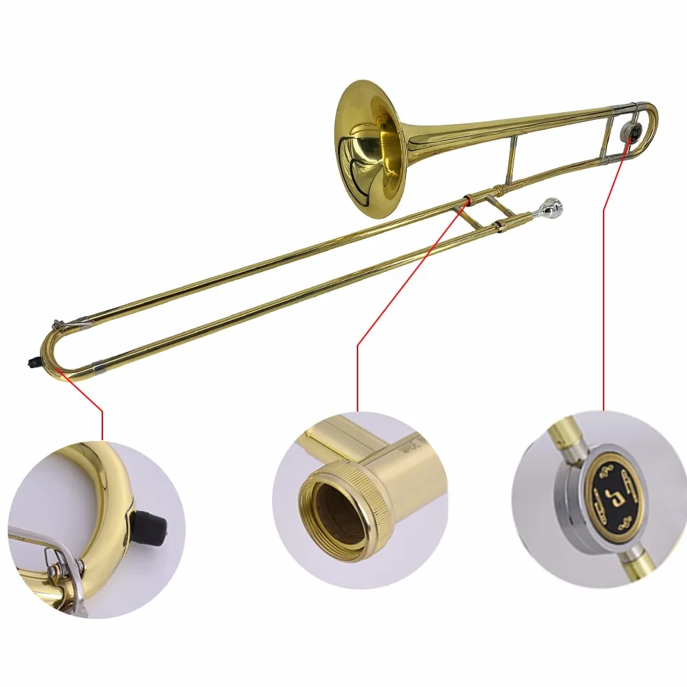 Btuty Bb Tenorposaune aus Messing, Goldlack Posaune mit Neusilber-Zug, Blasinstrument für Anfänger, Schüler und Erwachsene, inkl. Mundstück, Reinigungsstab & Hartschalenkoffer